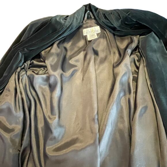 Collections Vintage Black Velvet Oversize Emo Goth Retro Blazer Jacket M - Picture 11 of 11
